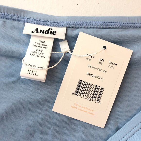 Andie Swim Bikini Bottom Brief Stretch Pool Blue XXL - Picture 3 of 3